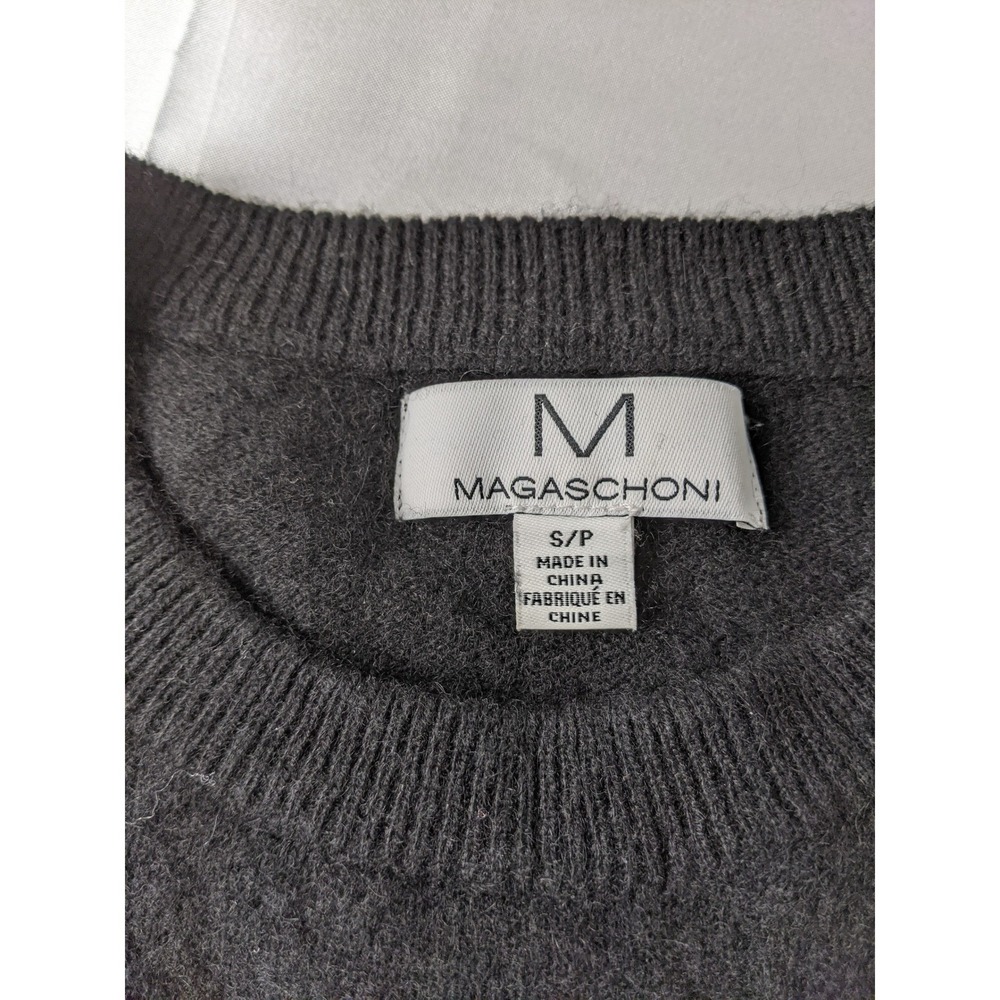 Magaschoni Womens 100% Cashmere Crewneck Sweater Black Side Slit Size S Small - Picture 3 of 8
